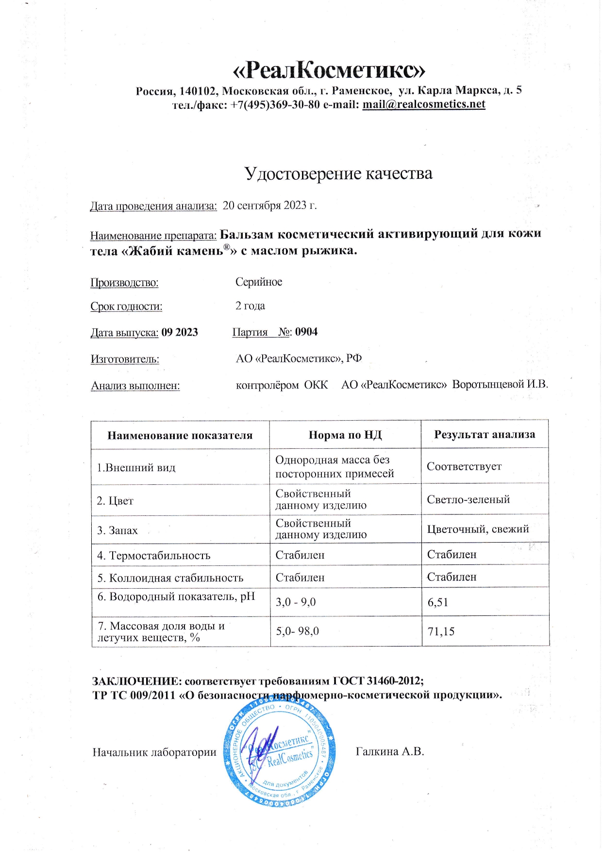 Паспорт №0920230904